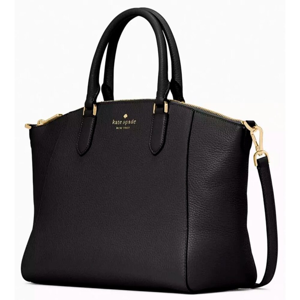 S Kate Spade Parker Satchel Black Leather Bag K8214 Purse NWT $399 Retail Price